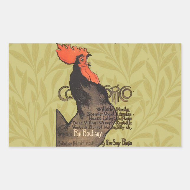 Rooster Steinlen Cocorico French Art Rectangular Sticker (Front)