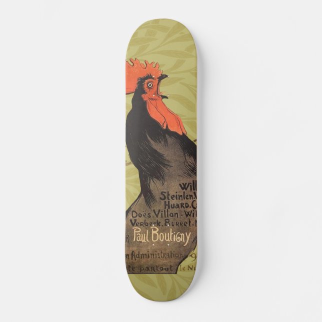 Rooster Steinlen Cocorico French Art Skateboard (Front)