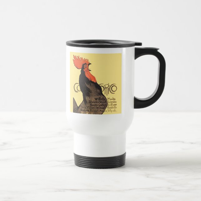 Rooster Steinlen Cocorico French Art Travel Mug (Right)