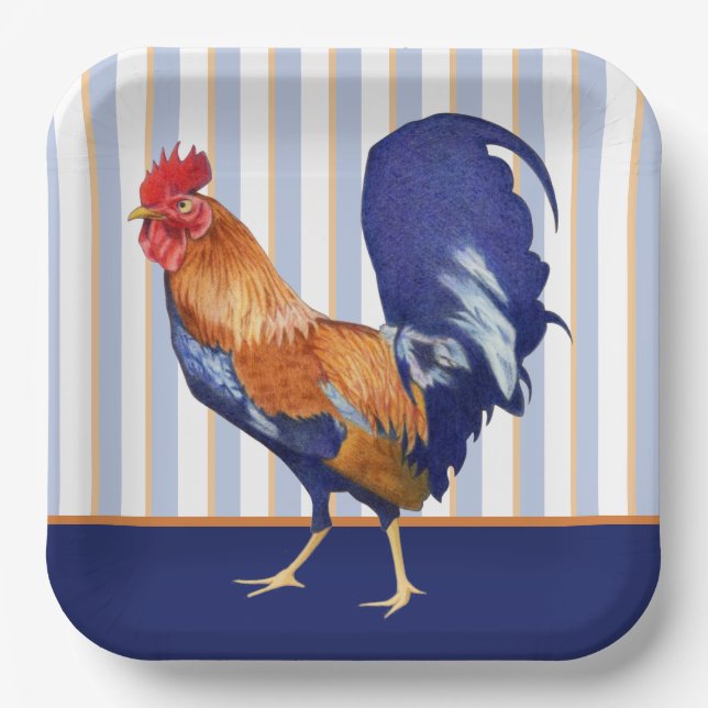 Rooster stripes Paper Plates (Front)