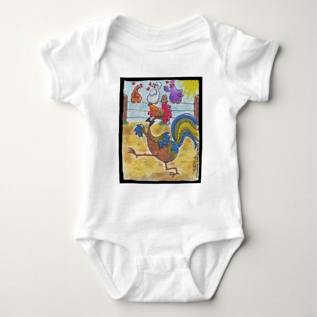 Rooster Strut Baby Bodysuit (Front)