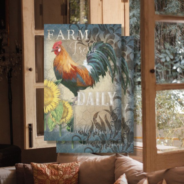 Rooster Sunflower Farm Fresh Typography Decoupage Tissue Paper (Creator Uploaded)