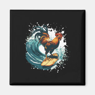 Rooster Surfing Animal Sport Surfer Magnet