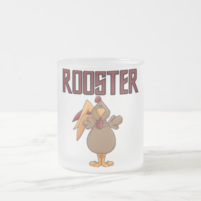 Rooster T-shirts and Gifts Frosted Glass Coffee Mug (Center)
