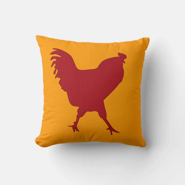 Rooster Throw Pillow Fun and Colourful (Front)