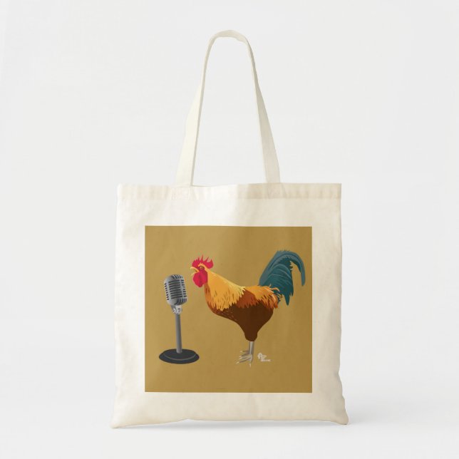 Rooster Tote Bag Tan (Front)