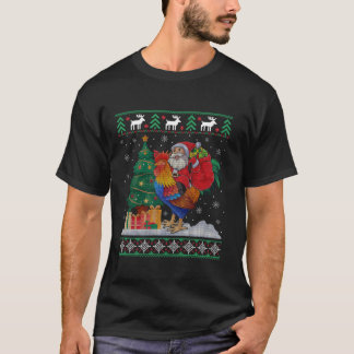 Rooster Ugly Xmas Santa Riding Rooster Christmas S T-Shirt
