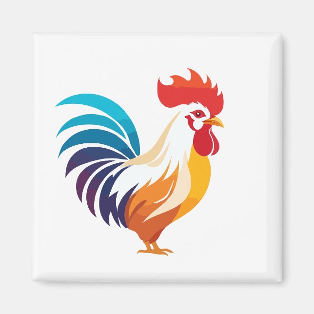 Rooster Vector Art Animal Modern Urban Graphic  Magnet (Front)