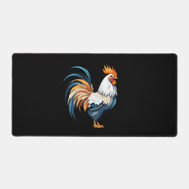 Rooster  Vector Art with Vibrant Colours Desk Mat (Front)
