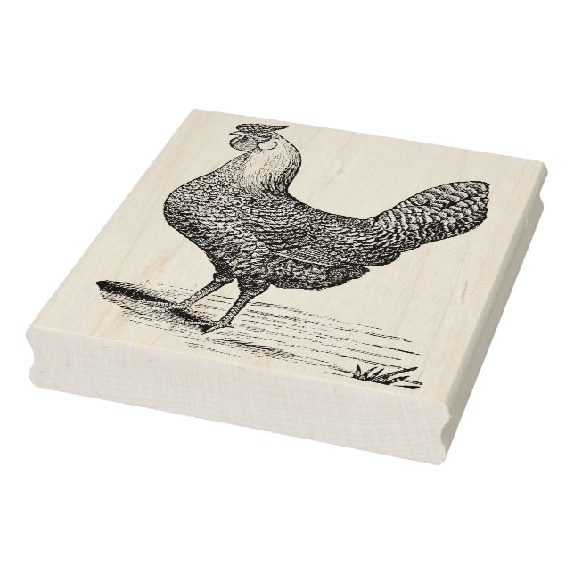 Rooster Vintage Illustration - Facing Left Rubber Stamp (Stamp)