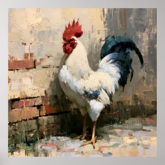 Rooster Vintage Style Painting Art Print 