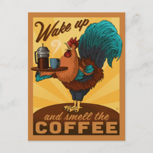 Rooster - Wake up and Smell the Coffee Postcard