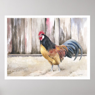 Rooster Watercolor Art Print