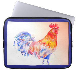 Rooster Watercolor Chicken Bird Dad Laptop Sleeve