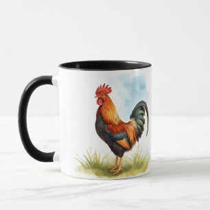 Rooster Watercolor Mug