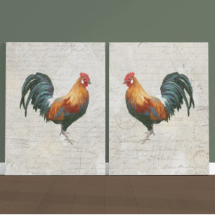 Rooster Watercolor Script Marble Texture Decoupage Tissue Paper