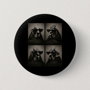 Rooster Wearing Sungles Photobooth Selfie Farm Chi 6 Cm Round Badge