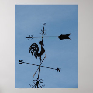 Rooster Weather Vane Poster