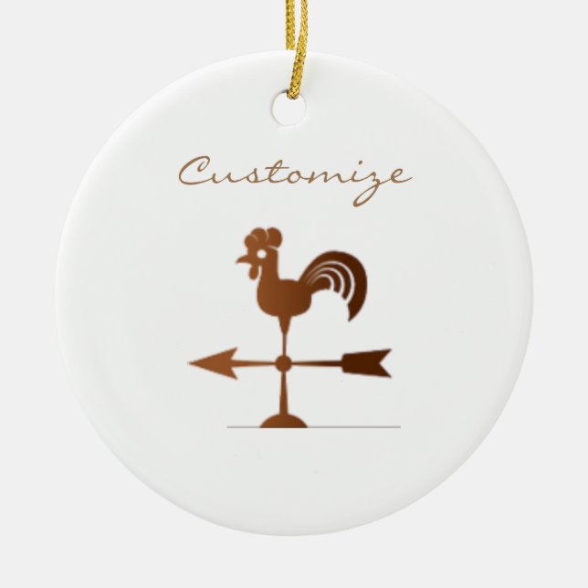 Rooster Weathervane Thunder_Cove Ceramic Tree Decoration (Front)