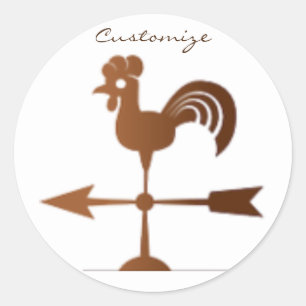 Rooster Weathervane Thunder_Cove Classic Round Sticker