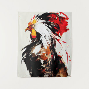 Rooster Wild Nature Free Spirit Art Brush Painting Tapestry