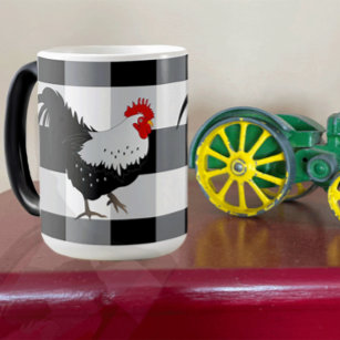 Rooster with Black White Check Coffee Mug