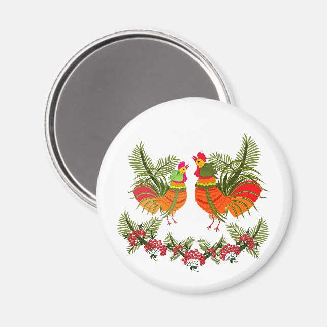 Rooster with hen magnet (Front/Back)