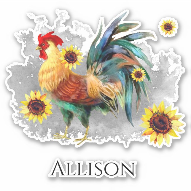 Rooster with Sunflowers Name (Front)