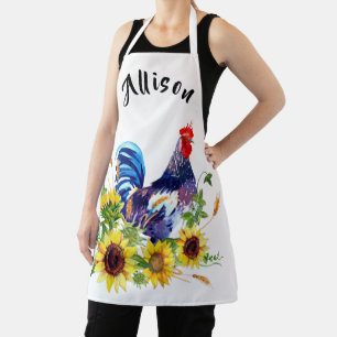 Rooster with Sunflowers Personalized Apron
