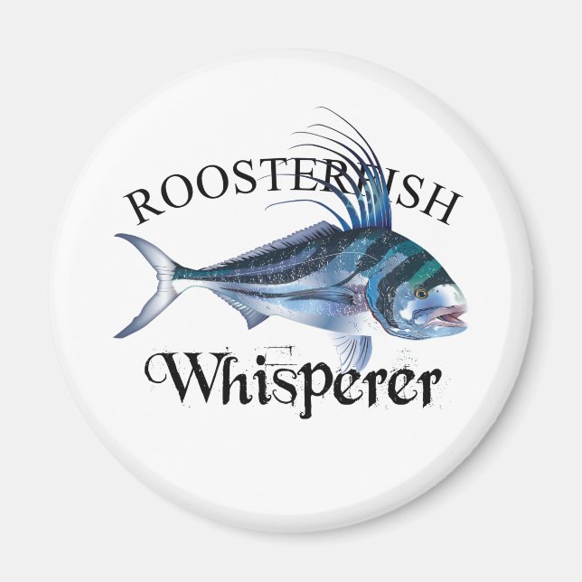 Roosterfish Whisperer Light Coloured Magnet (Front)