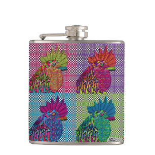 Roosters Gone Psycho Hip Flask