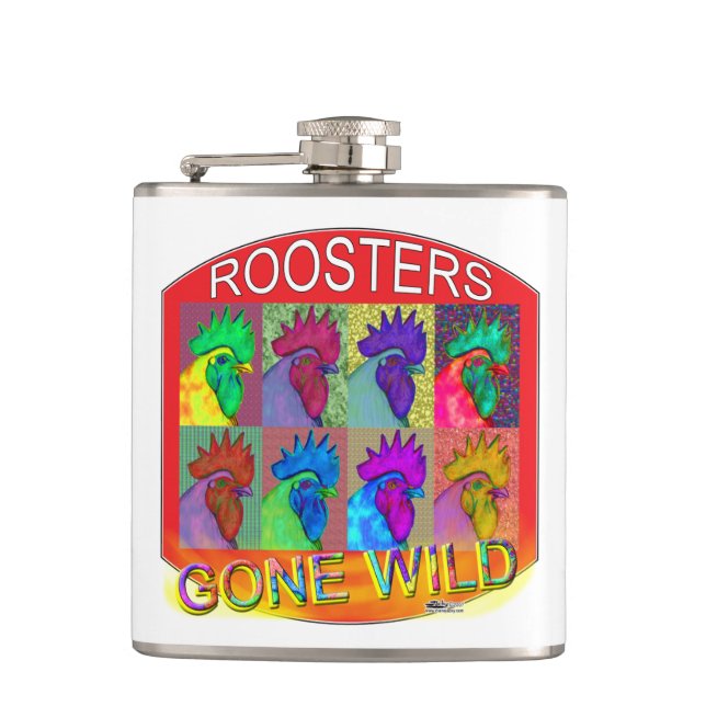 Roosters Gone Wild #3 Hip Flask (Front)