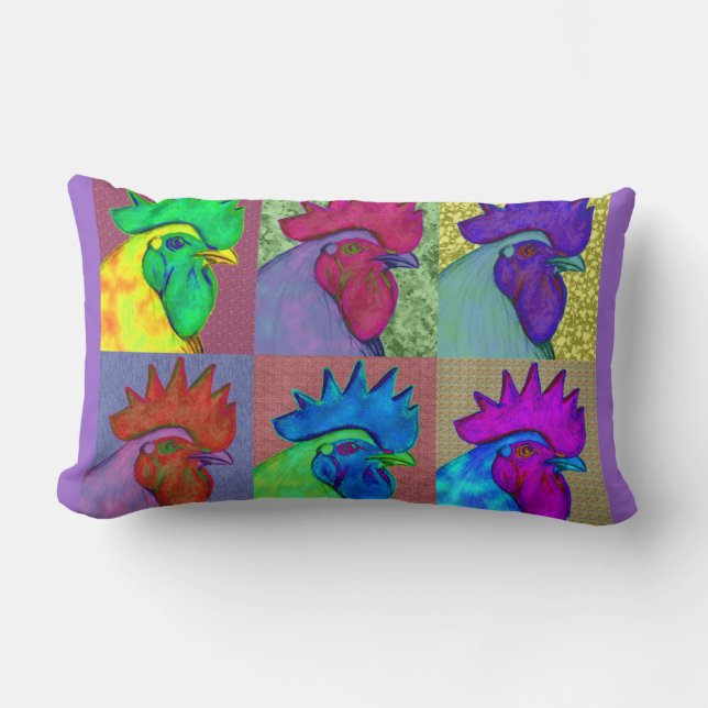 Roosters Gone Wild! Lumbar Cushion (Front)