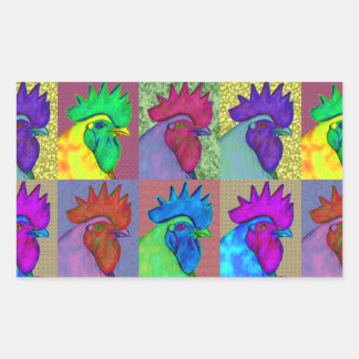 Roosters Gone Wild! Rectangular Sticker
