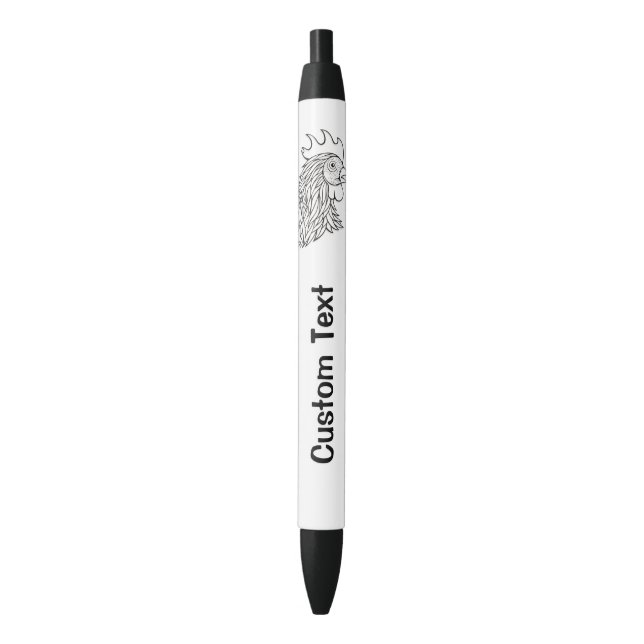 Rooster's Head Line Art Black Ink Pen (Front Vertical)