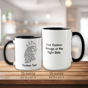 Rooster's Head Line Art Mug