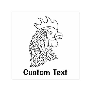 Rooster's Head Line Art Self-inking Stamp