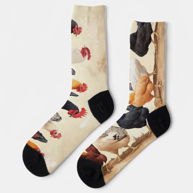 Roosters in a row socks (Left)