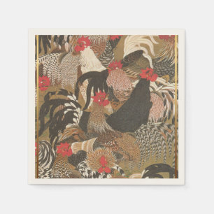 Roosters Japanese painting Rooster Year 2017 Paper Napkin