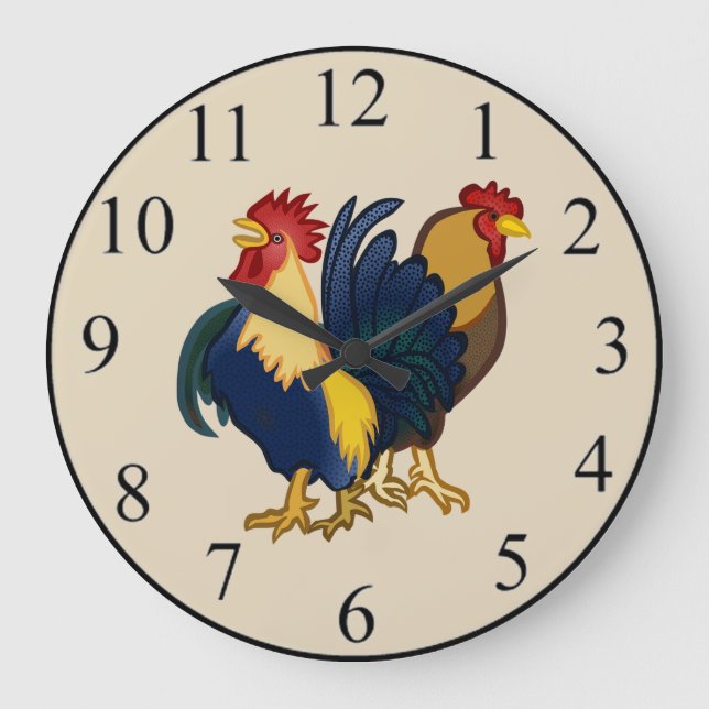 Roosters Large Clock (Front)