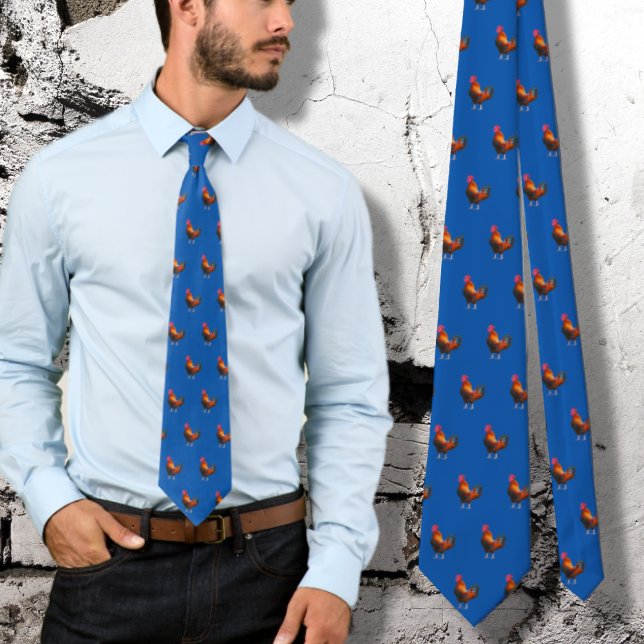 Roosters Pattern Chicken Farmers Neck Tie (Creator Uploaded)