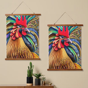 Rooster's Timeless Charm Hanging Tapestry
