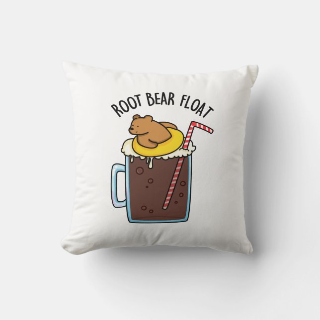 Root Bear Float Funny Root Beer Pun Cushion (Front)