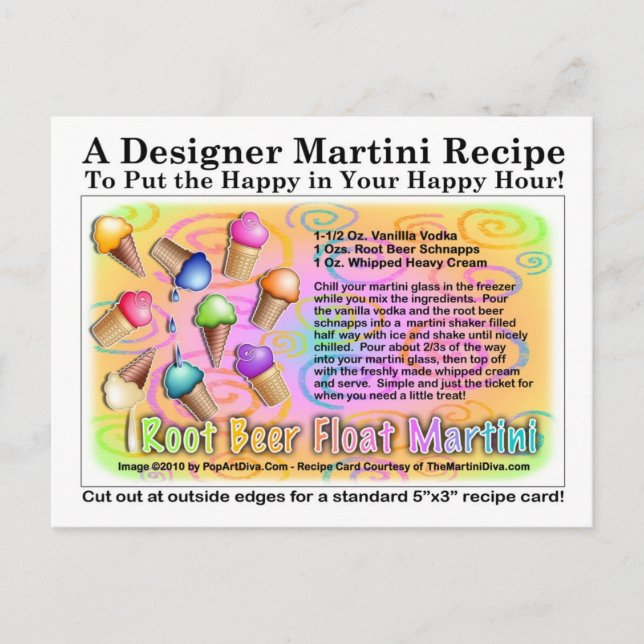 Root Beer Float Ice Cream Martini Recipe Postcard (Front)