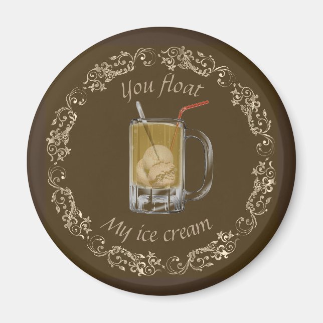 Root beer float old fashioned brown gold  magnet (Front)