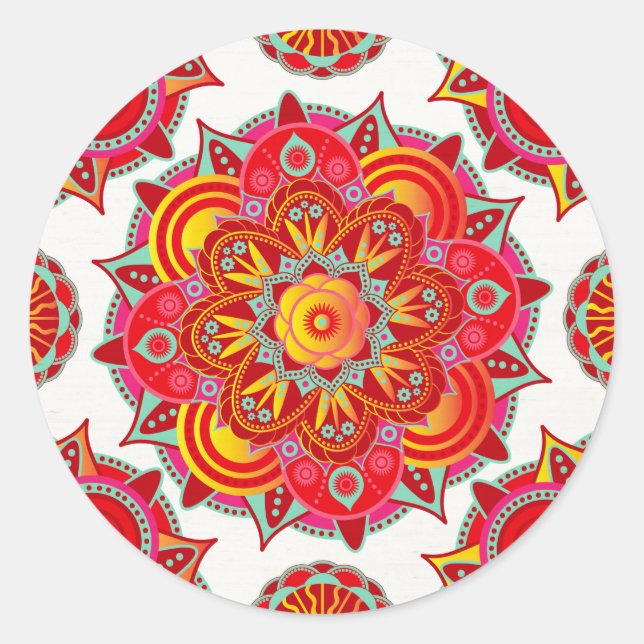 Root Chakra Mandala Classic Round Sticker (Front)