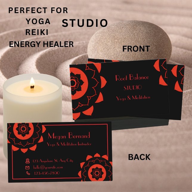  Root Ground Chakra Red Mandala Yoga Studio  Business Card (Creator Uploaded)
