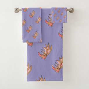 Root Plant On Lavender Bath Towel Set