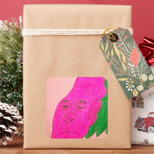 Root Vegetable Character Art Square Stickers (Holiday)