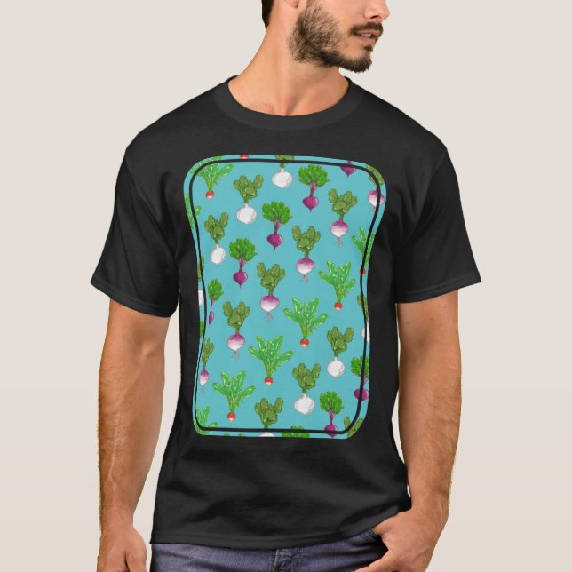 Root Vegetable Pattern T-Shirt (Front)